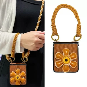 Custodia cover cerniera lusso catena polso tracolla per Samsung Z Flip6 Flip5/43 - Foto 1 di 13