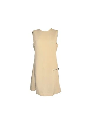 Gianni VERSACE Couture “jackie-o” sleeveless shift dress cream wool silk sz 8/10 - Image 1 of 4