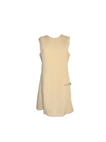 Gianni VERSACE Couture “jackie o” abito tubino smanicato panna lana seta tg 8 10