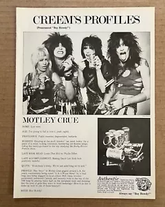 Motley Crue - Creem magazine - Profiles RARE vintage magazine page - Picture 1 of 2