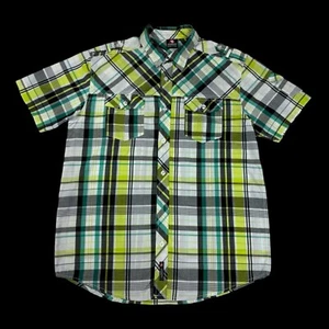 Vintage Southpole Shirt Mens Size XL Green Plaid Hip Hop Y2K Button Up - Picture 1 of 14