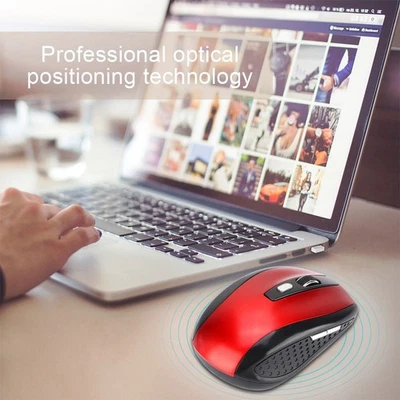 Red 6D Ultra Thin 2.4G 1200DPI USB Wireless Mouse Ergonomic Optical Positio - Image 1 of 4