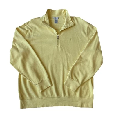Suéter Izod Para Hombres XL Amarillo Pullover 1/4 Cremallera Cuello Simulado Bordado Logo Clásico Foto 1 de 4
