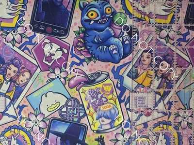 Custom 100% Cotton Woven Fabric Demon Hunters Anime 1/4 Yard 9x56 Polaroid - Image 1 of 2