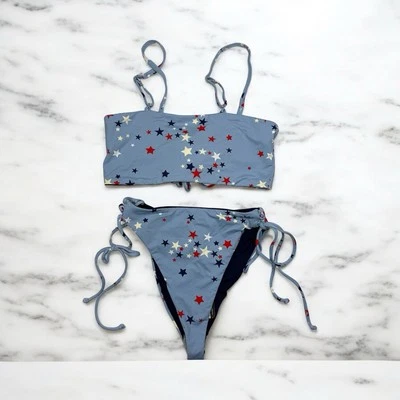 Biquíni feminino Dippin Daisy estampa de estrela azul roupa de banho festa patriota tamanho pequeno - Imagem 1 de 4