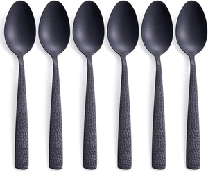 FULLYWARE Juego de cucharas de mesa 6 piezas 20,3 cm acero inoxidable cuchara negra #Y67-717 - Imagen 1 de 4