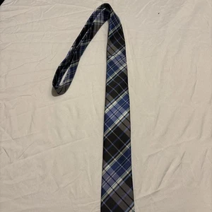 Men’s Silk Blend Tie – Blue & Red Plaid Pattern, Preowned - Picture 1 of 4