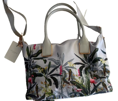 Ted Baker NWT Handbag with shoulder strap. Pistachio Flamingo Jungle motif. - Image 1 of 4