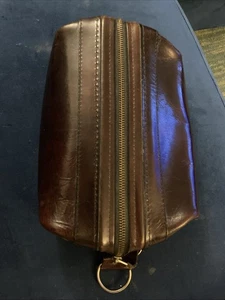 Bosca Utili Kit Leather Bag Brown Leather USA Vintage Travel Full Grain Toiletry - Picture 1 of 10