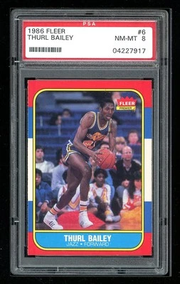 1986 Fleer #6 Thurl Bailey PSA 8 - Image 1 of 2