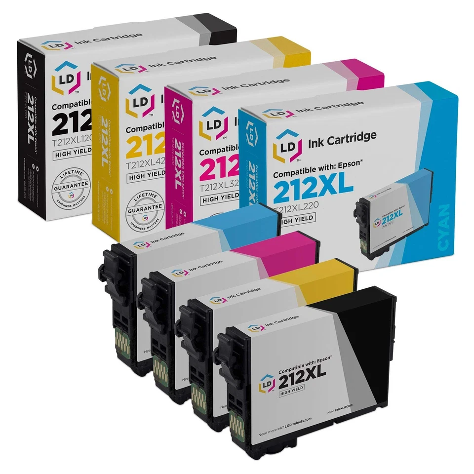LD Reman Epson 212XL High Yield Ink: Black Cyan Magenta Yellow 4-Pack - Image 1 of 4