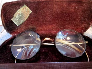 Vtg Windsor Round Eyeglasses 1920s Celluloid Rims w/JULIAN OPTOMETRIST flip CASE - Picture 1 of 15