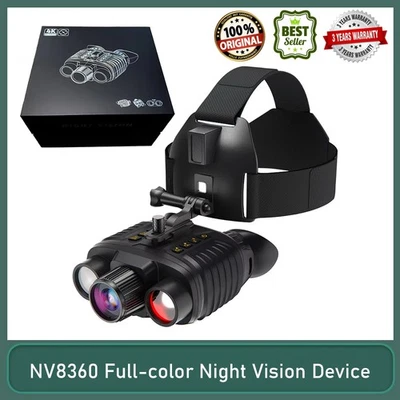 NV8360 Infrared Night Vision Binoculars 4K Head Mounted Goggles 8X Zoom 300M - Image 1 of 4