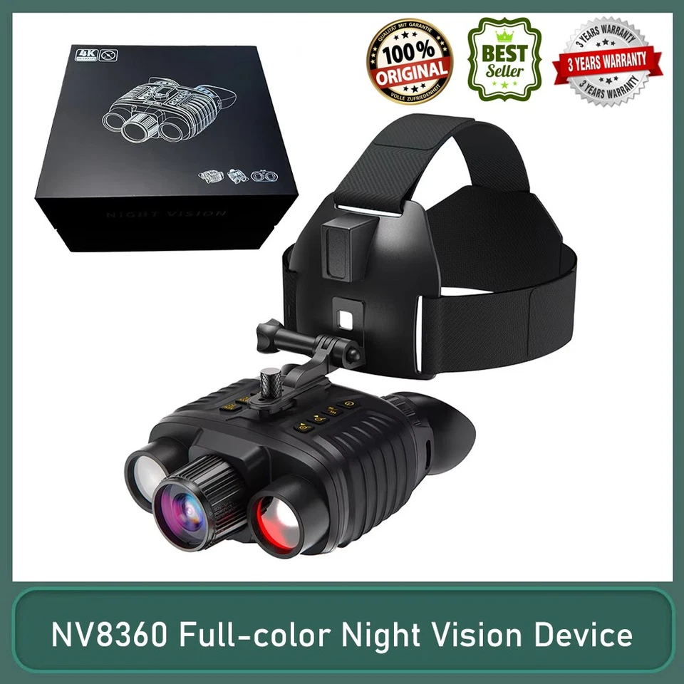 NV8360 Infrared Night Vision Binoculars 4K Head Mounted Goggles 8X Zoom 300M - Image 1 of 4