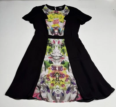 Vestido Prabal Gurung For Target Primera Fecha Negro Estampado Floral Espejo Para Mujer Talla 6 Foto 1 de 4