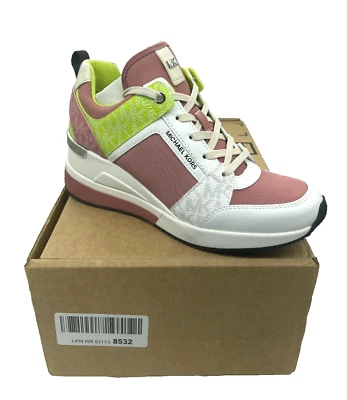 Michael Kors Georgie Trainer Rose Multi Lace Up Platform Heel Sneaker Size 6.5 M - Image 1 of 4
