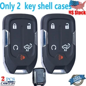 2 For 2019-2022 GMC Sierra Chevy Silverado 5 Button Remote Key Fob Case Shells - Foto 1 di 7