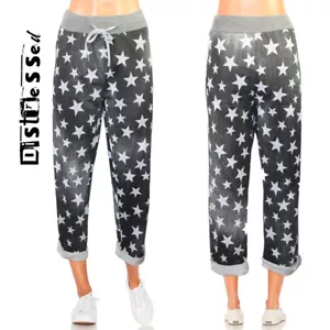 Pantaloni felpati Distressed Used Look Star Stern Baggy 7/8 pantaloni nuovi taglia 44 46 L XL - Foto 1 di 6