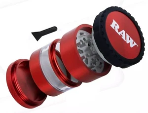 RAW LIFE GRINDER CLEAR VIEW RED Four Part Rebuildable RAWTHENTIC - Picture 1 of 4