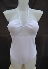 White textured size 12 fully lined h'neck/strapless pad cup swimming costume