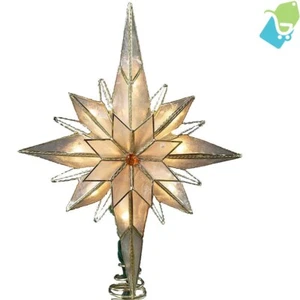 Kurt Adler 10 Luci Capiz Betlemme Stella Treetop - Classica Eleganza Natalizia - Foto 1 di 3