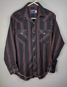Vintage Wrangler Shirt 15.5 Western Pearl Snap Cowboy Cut X Long Tails Made USA - Picture 1 of 8