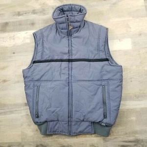 Vintage Ski Vest 70s 80s Men's Gray Puffy Zip Up Sz 40 - Picture 1 of 12