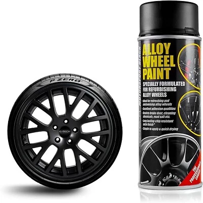 Motorsport Black Alloy Wheel Spray Paint Car Wheel Refurbishment ETECH 400ml Can - Image 1 of 4