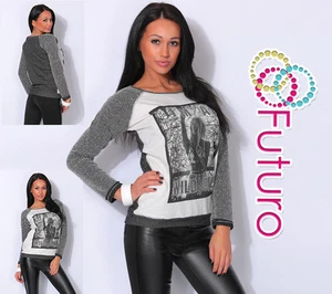 Ladies Jumper With Pockets Wild One Print Boat Neck Top Tunic Sizes 8-14 FW77 - Picture 1 of 4