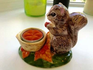 Avon Squirrel And Nut Votive/Candle Holder with Candle, Vintage, Collectable  - Picture 1 of 12