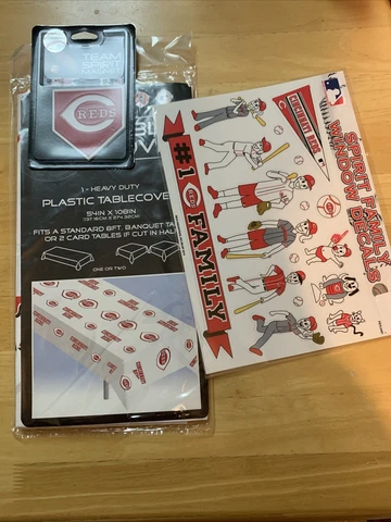 Cincinnati Reds Team Spirit Magnet Family Window Decals Table Cloth Party Lot Cover