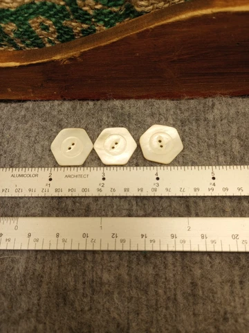 Lot of (3) Victorian Hand Carved Mother of Pearl Round  2-Hole Buttons Cover