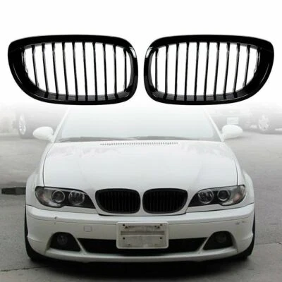 Parachoques delantero de la rejilla del riñón negro brillante ventilación del capó para BMW E46 2003-2006 Facelift Foto 1 de 4