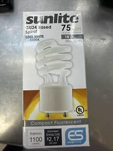 gu24 based 18 watt spiral cfl bulb 4100k cool white 75 watt replacement sunlite - Picture 1 of 12