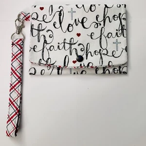 Small Clutch With Wristlet Love, Faith, Hope Handmade - Picture 1 of 4