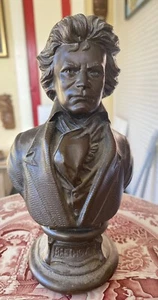 BEETHOVEN Vintage Rare 1970 Ceramic Bust Sculpture Statue Bronze  7” Tall - Picture 1 of 8