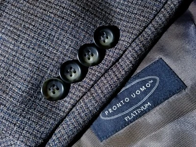 52R Pronto Uomo 4-SEASON wool brown blue Tweed Blazer Jacket Sport Coat NWOT  - Image 1 of 4