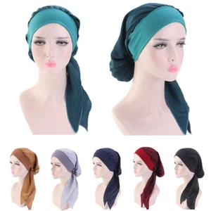 Women Floral Head Wrap Pre-Tied Hijab Hat Turban Muslim Head Scarf Bonnet Caps - Picture 1 of 45