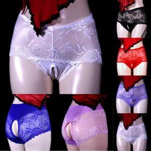 Calzoncillos florales lencería bragas tangas ropa interior encaje sin entrepierna moda - Imagen 1 de 18
