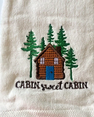 Cabin Sweet Cabin Hand Towels Set of 2 Embroidered Home Bathroom Rustic Camp - Image 1 of 4