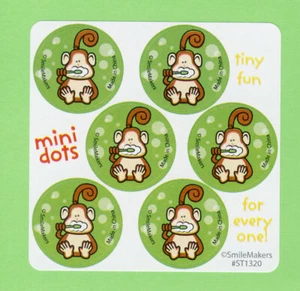 60 pegatinas de mini puntos con cepillo, hilo dental, Smile Monkey - Favores de fiesta - Recompensas - Imagen 1 de 1