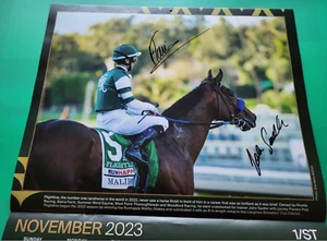 2023 Santa Anita Calendar - Flightline - Signed by Flavien Prat & John Sadler - Picture 1 of 5
