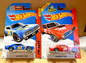 2 X 1968 MERCURY COUGAR HW RACE CAR (SET OF 2) 1 RED & 1 BLUE by HOT WHEELS 1:64 - Picture 1 of 4