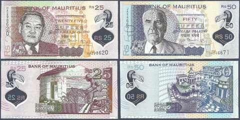 MAURITIUS - SET 2 - 25 + 50  Rupees - 2013 - POLYMER - UNC Cover