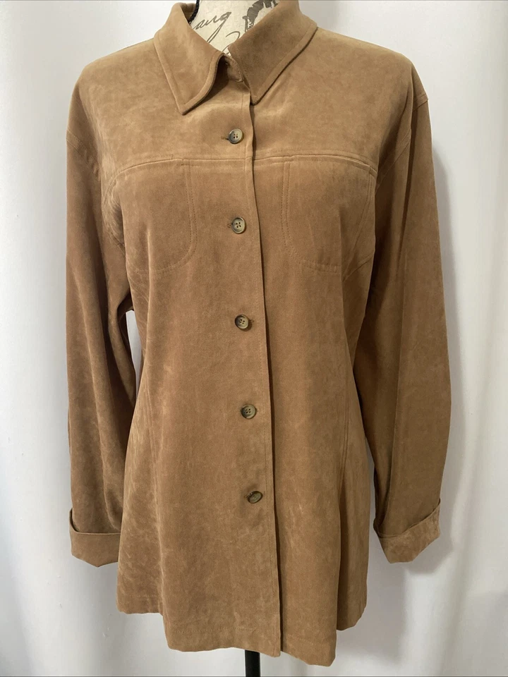 Blusa Stonebridge tom dourado veludo botão para cima tamanho XL feriado festivo quente  - Imagem 1 de 4