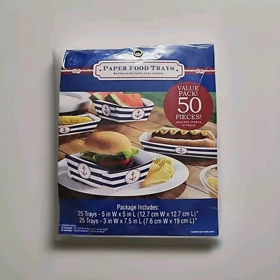 Bandejas de comida de papel ancla temática náutica 50 piezas 2 tamaños diferentes Foto 1 de 4