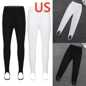 Kids Girls Stirrup Pants Gymnastics/Dance/Sport/Workout Athletic Tights - Picture 1 of 18