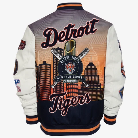 MLB Pro Standard Detroit Tigers Remix Varsity Jacket Cityscape Men's Size 3XL Cover