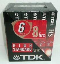 Pack of 6 Blank Vhs Video Cassette Tapes x6 8hr Tdk Blank Media T-160 Hs