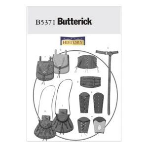 Butterick Sewing Pattern 5371 Misses' Men's Wrist Bracers Corset Belt & Pouches - Picture 1 of 2